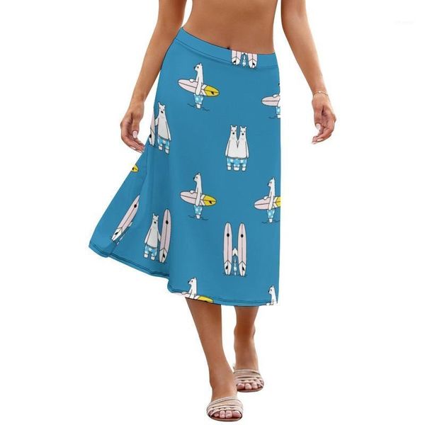 

skirts bear skirt spring colorful women polyester printed midi, Black