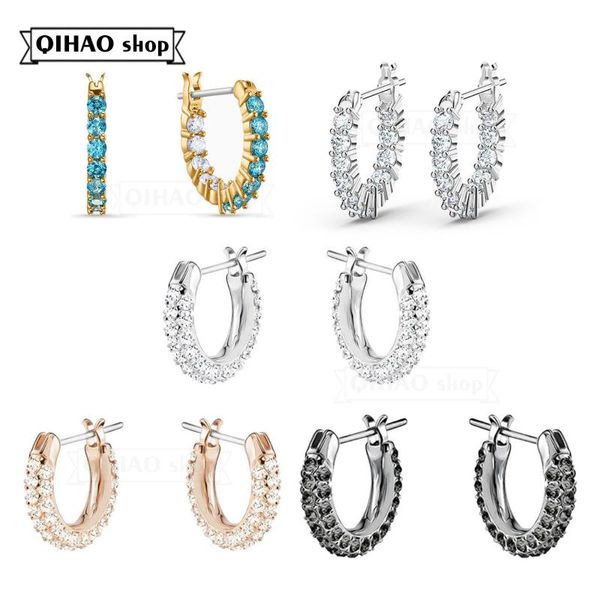 

fashion jewelry charm simple charming crystal classic round multicolor women's earrings gift hoop & huggie, Golden;silver