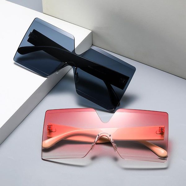 

mirrors personalized rimless siamese sunglasses, stylish big frame colored glasses