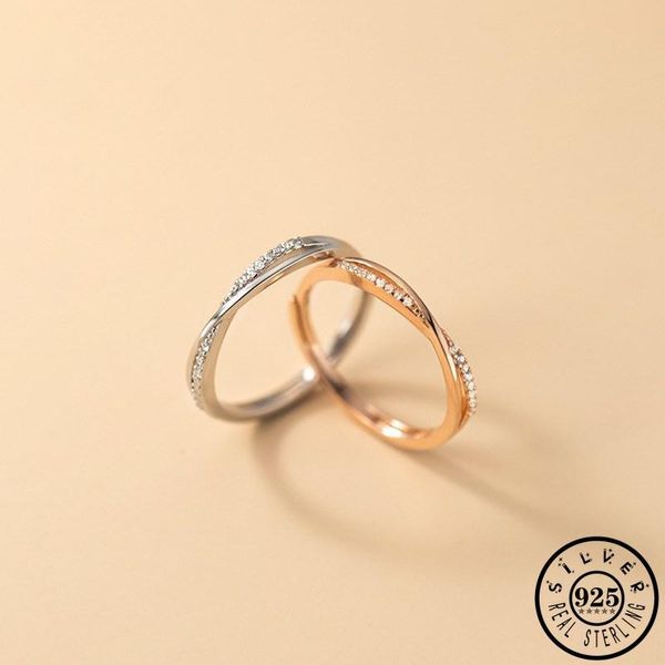 

cluster rings 925 sterling silver cubic zirconia geometric shape adjustable rose gold color plated thin finger jewelry for women girls, Golden;silver