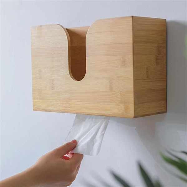 

toilet paper holders tissue box bamboo kitchen bathroom living room storage case wall mounted rack
