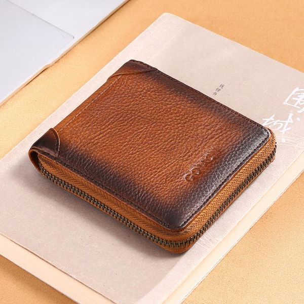 

wallets vintage men's leather wallet short slim money holder bag, Red;black