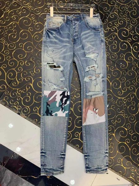 

men's jeans ik0244 fashion 2021 runway luxury european design party style clothing, Blue