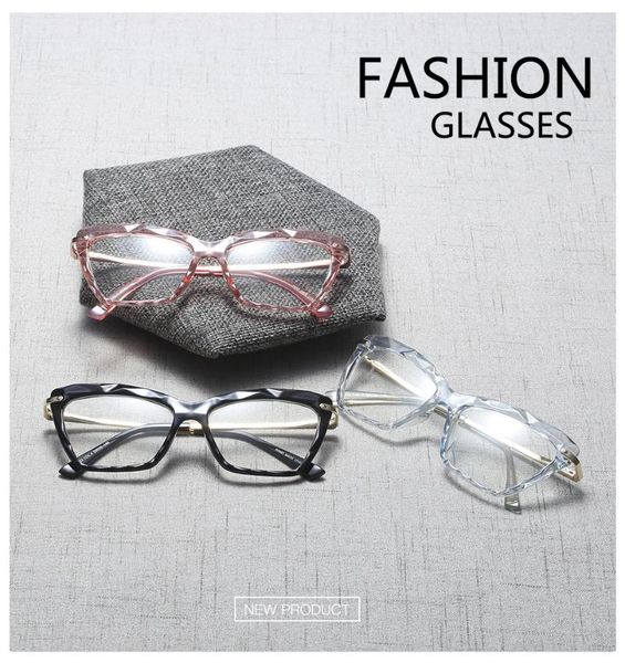 

fashion sunglasses frames square women eyewear glasses frame brand retro cat eye female clear lens oculos, Black