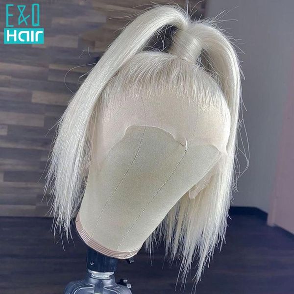 

lace wigs short curly bob human hair loose deep frontal wig white brazilian transparent straight #60 grey closure, Black;brown