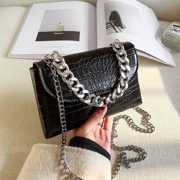 

elegant pu leather crossbody bags for women fashion crocodile pattern ladies shoulder messenger bag female tote purse handbags