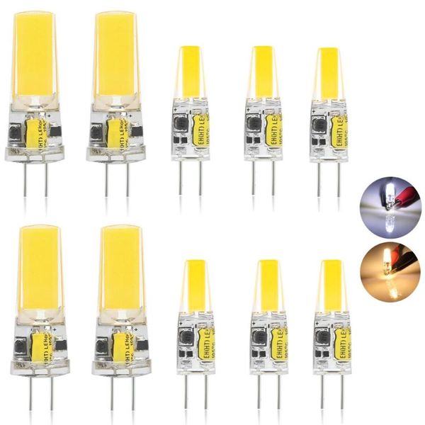 Bulbos 10x LED Cob No Strobe Flicking Light G4 3W 6W Substituir Halogéneo 30W 60W Ultra Bright Chandelier Lâmpadas DC 12V