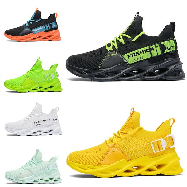 2021 Homens não-marca Mulheres Correndo Sapatos Lâmina Respirável Sapato Preto Branco Verde Laranja Amarelo Homens Homens Exterior Esportes Sneakers 39-46