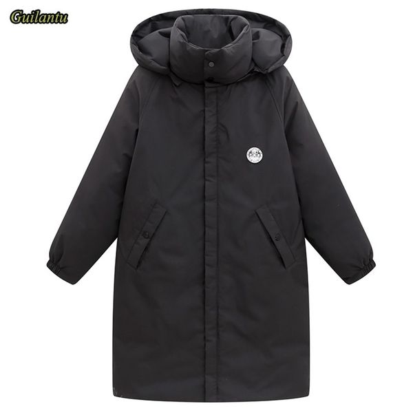

guilantu winter coat women clothes turtleneck hooded parka mujer thick down cotton padded windbreaker long jacket woman 211008, Black