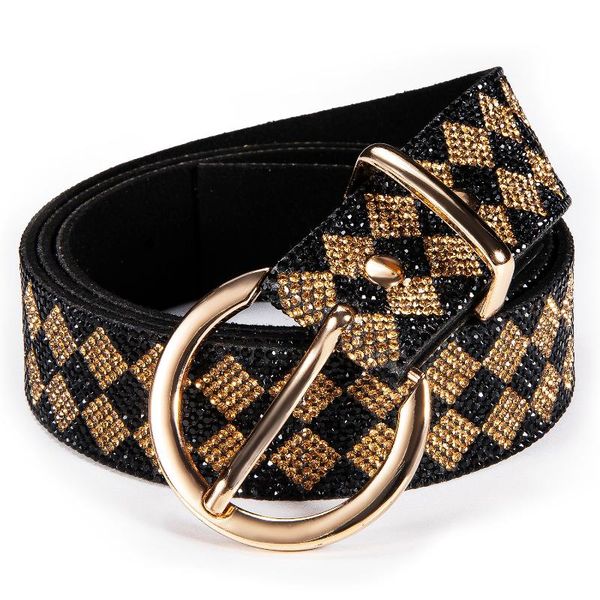 

rhinestone belt for women female luxury diamond shinning fashion pin buckle design classic stylish jeans waistband belts, Black;brown