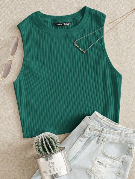 

rib-knit tank 98om#, White
