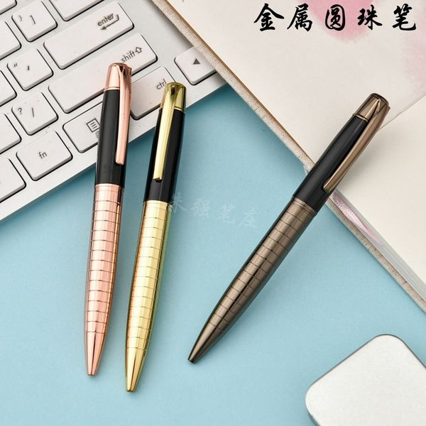 

rotary metal ball point pen checkered busins advertising office suppli, Blue;orange