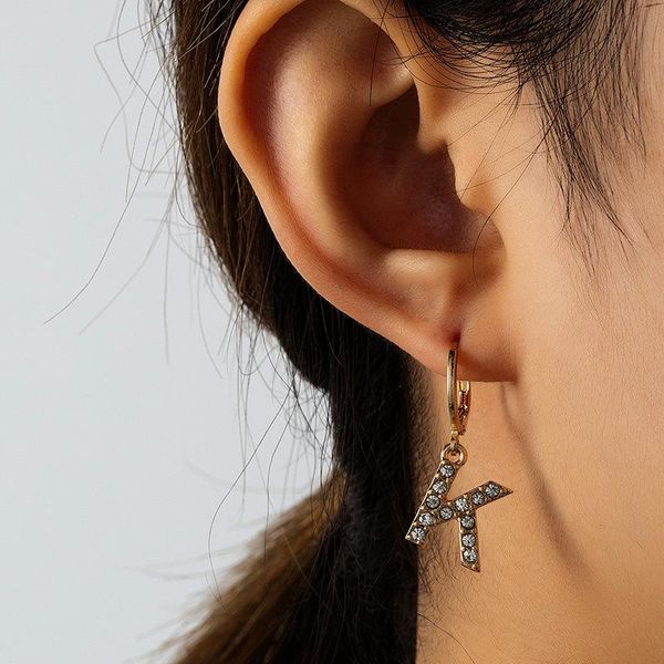 

dangle & chandelier korean simple fashion shiny rhinestone geometric letter shape metal drop earrings for women girls jewelry accessories, Silver