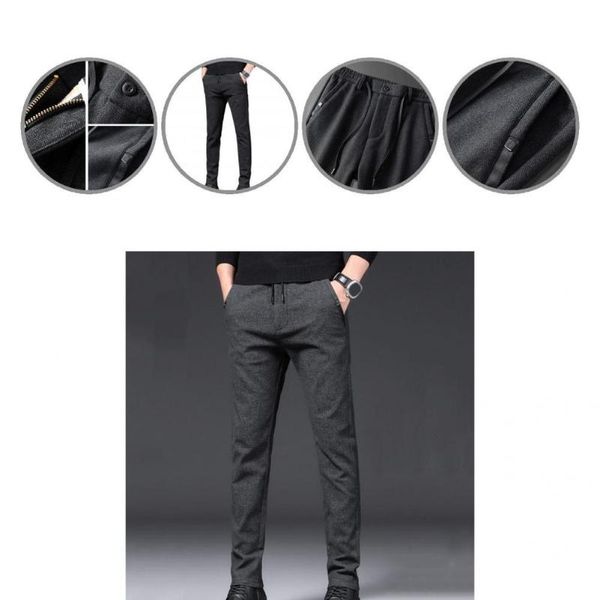

men's pants autumn trousers great slim mid waist solid color male, Black