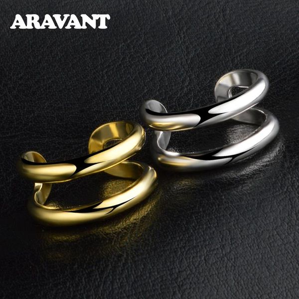 

arrival 925 silver two line open adjustable ring for women fashion jewelry cluster rings, Golden;silver