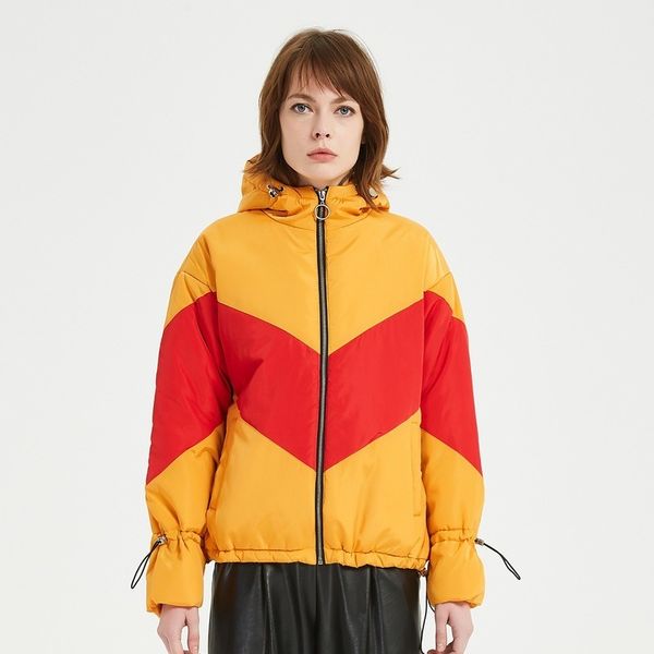 

2021 new cotton padded coat with hoodie, loose bright, fashionable, in autumn and winter ka35, Black