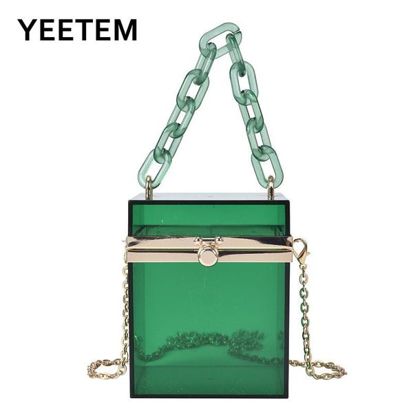 

evening bags boolar korean version cool punk acrylic transparent box chain small square bag female single shoulder messenger