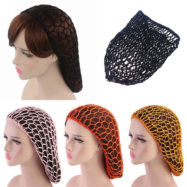 

Wide Band Mesh Snood Hair Net Headbands Lady Turban Hair Accessories Women Soft Rayon Crochet Hairnet Oversize Knit Hat Cap