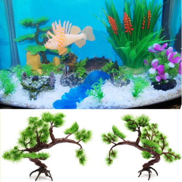 

decorations selling aquarium decorative plastic artificial pine bonsai fish tank aquatic landscape accessories