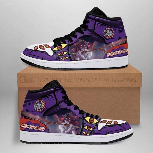 

demon kokushibou sport shoes boots demon slayer anime sneakers fan gift idea