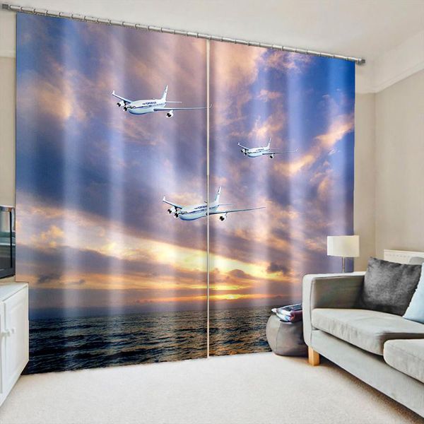 

custom 3d curtain blue sky curtains window for living room decoration & drapes
