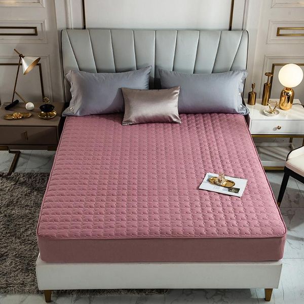 

sheets & sets cotton fitted bed sheet solid color with elastic band washable quilted embossed mattresses cover breathable beds