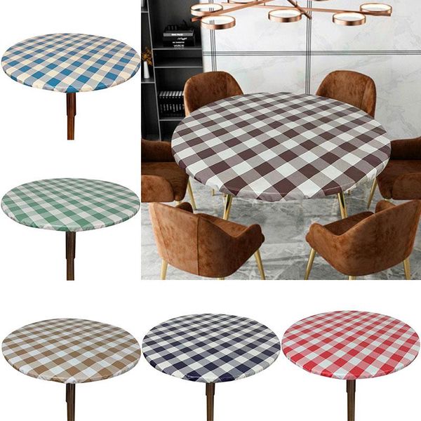 

60-140cm round table cloth cover kitchen tablecloth oilproof decorative waterproof fabric elastic protector