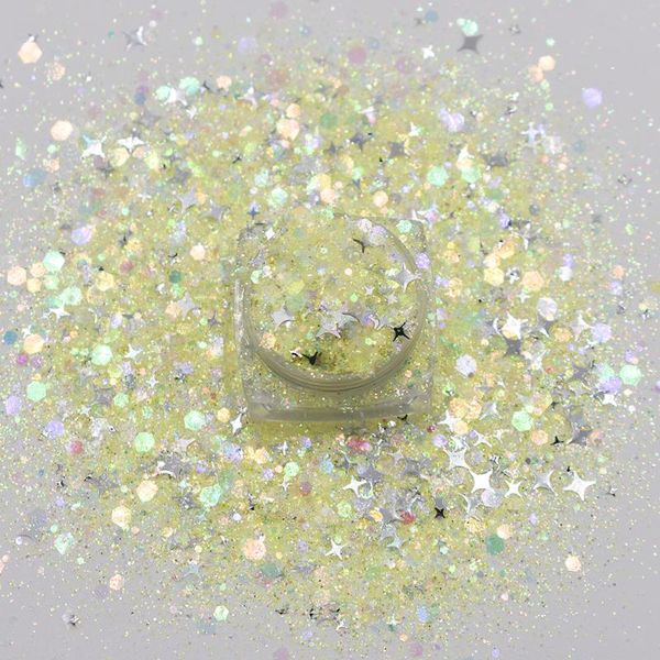 

nail glitter 1g/jar shining colorful chunky powder dust for women body face decoration mixed hexagon shaped nails art sequins, Silver;gold
