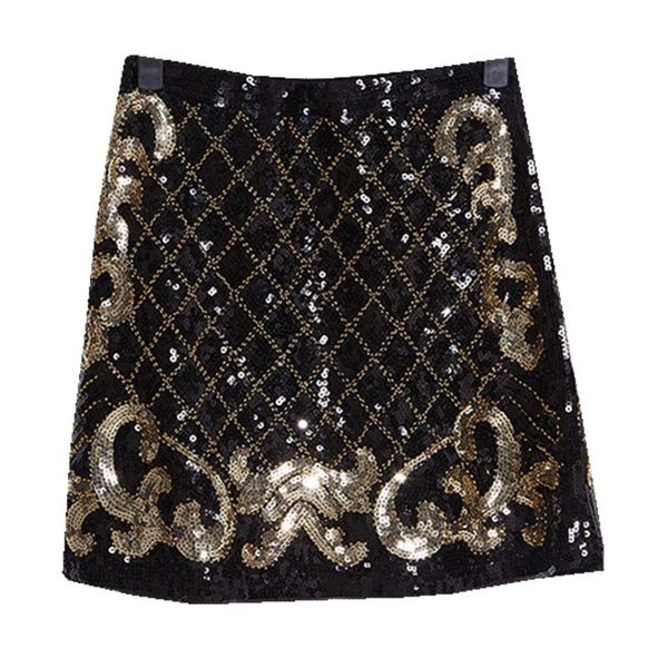 

skirts chic sequin women long skirt vintage high waist ladies mini celebrity drop, Black