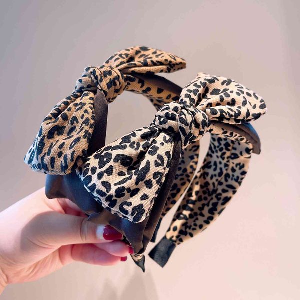 

barrettes hairpin korean early autumn style ~ temperament new side bow leopard pattern three-dimensional double-layer hair hoop head jewelry, Golden;silver