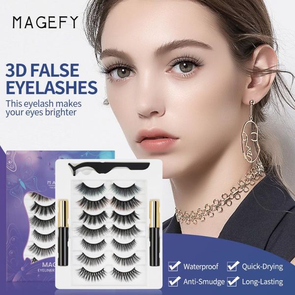 

false eyelashes magefy seven pairs of 3d magnetic eyeliner liquid set magnet extension silk tools eye makeup tslm2