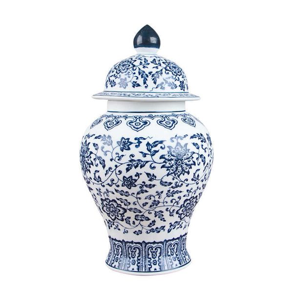 Jingdezhen antico porcellana blu e bianco serbatoio generale lattine serbatoi di stoccaggio vaso di tè 210623