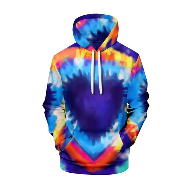 

men's hoodies & sweatshirts 2021 tie-dye creative printing 3d digital pullover drawstring hooded sweater, Black