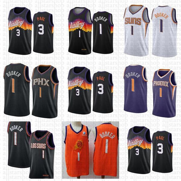 

chris 3 paul jersey devin 1 booker mens basketball jerseys white black size s-xxl, Black;red