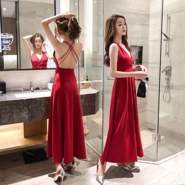 

nightclub women's 2021 summer dress red low cut suspender v-neck beach skirt long open back two piece, White