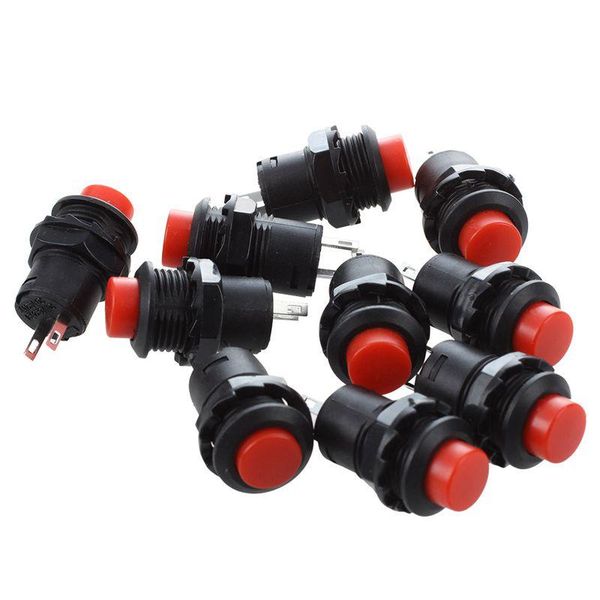 

smart home control 10 pcs latching action spst round red push button switch ac 125v 3a