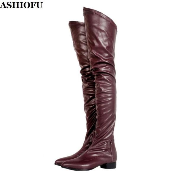 

boots ashiofu style handmade ladies thigh high bootsreal pos party prom dress over knee winter evening club fashion, Black