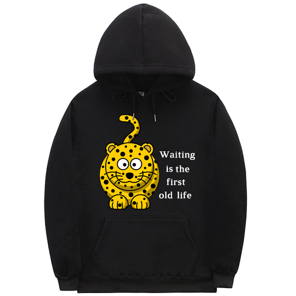

men's hoodies & sweatshirts kawaii cartoon printed men / women fashion pullover harajuku street hip hop coat male, Black