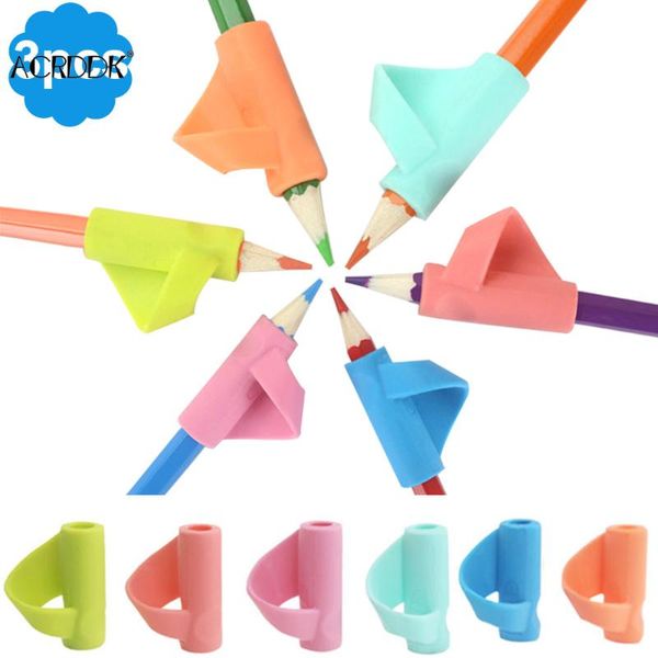 

refills 3 pcs/lot children writing posture correction device silicone pencil holder pen write aid grip stationery fc, Black;red