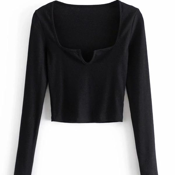 

women's polos squareÂ neck polyester longÂ sleeve crop length tees dlsy413, White