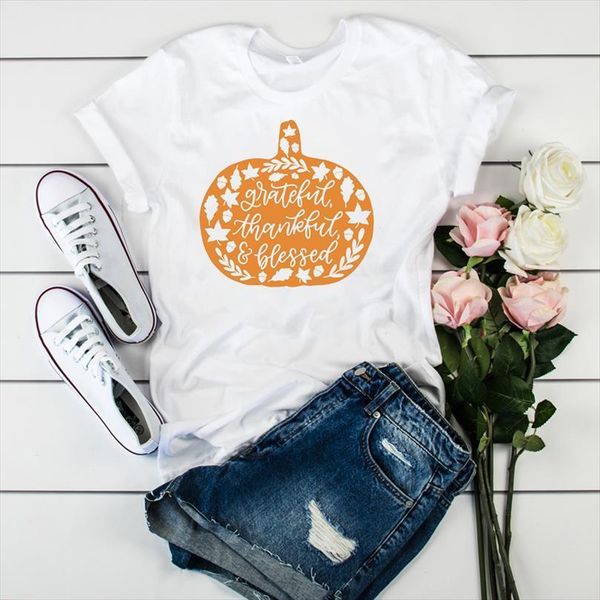 

and women lady pumpkin men t shirts thankful grateful womens blessed printed ladies tee clothes graphic, White;black