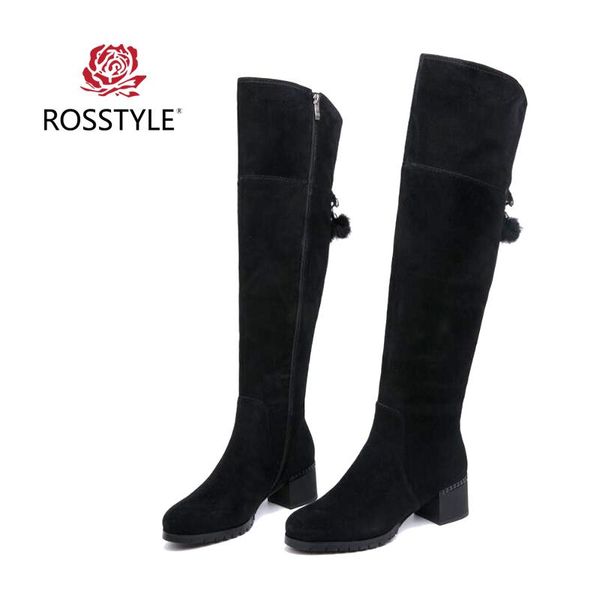 

boots rosstyle 2021 slim over-the-knee suede women snow winter round toe woman shoes black size 35-41 h1