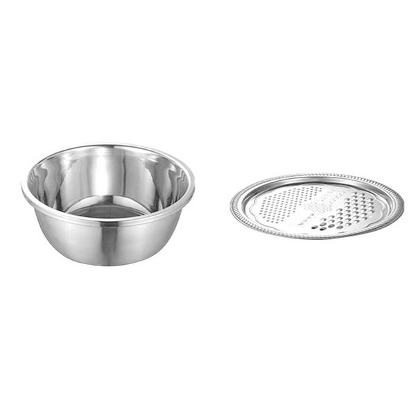 

bowls household thickened stainless steel grating basin drain kitchen rice sieve sink round washbasin soup bowl