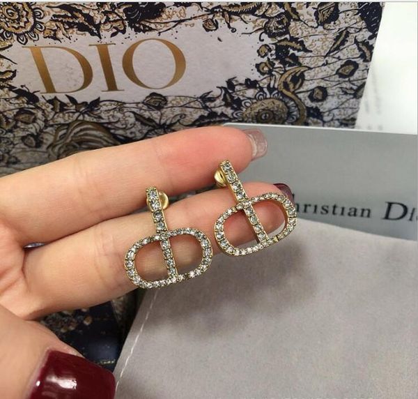 

designer jewelry family's new 20-year fashion diamond letter earrings, Silver