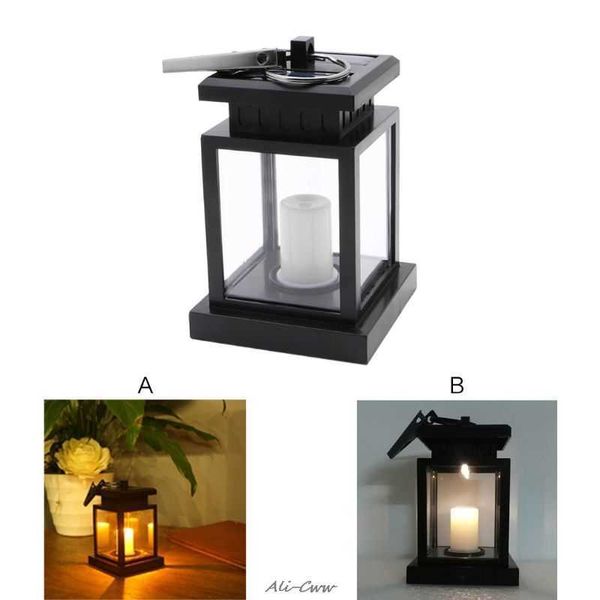Lampada da giardino a sospensione a lanterna da tavolo a lume di candela a LED ad energia solare per giardino H0909 all'aperto