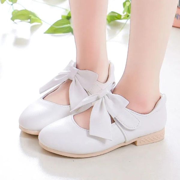 

spring children' bowknot wedding party princess shoes big kids girls white dance single 5 6 7 8 9 11 10 12 years old flat, Black;grey