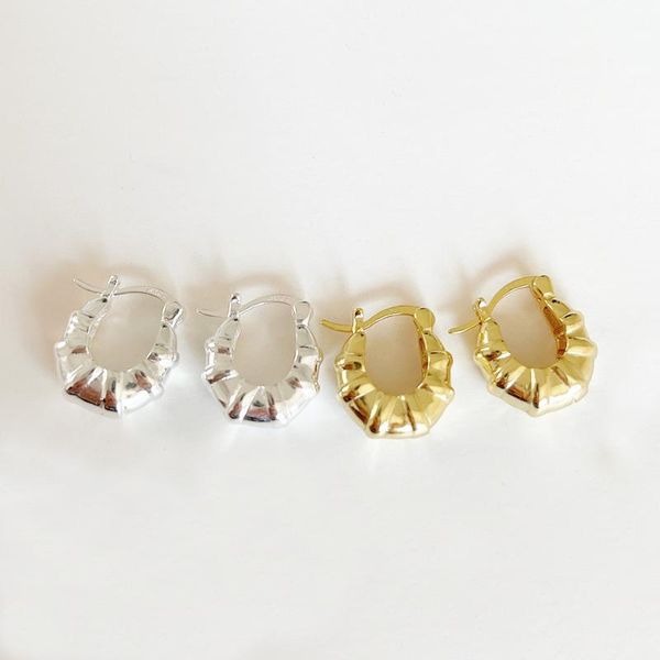 

hoop & huggie shanice s925 sterling silver c shape twist croissant earrings for women circle round earring female jewelry, Golden;silver