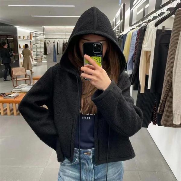 

women's jackets fczhq hooded tweed black jacket, Black;brown