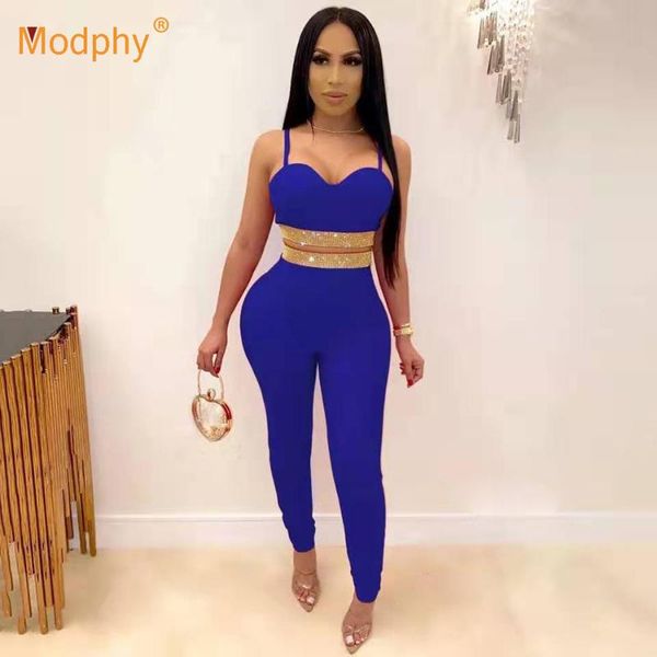 

two piece dress spring 2021 ladies bandage set spaghetti waist diamond + pencil pants two-piece bodycon club party, White