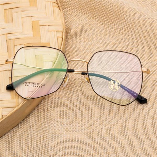 

fashion sunglasses frames 54-17-138 men and women metal frame big box retro glasses decorative custom made prescription 1212, Black